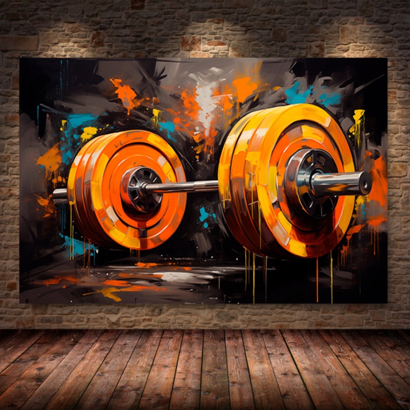 Sports Equipment Poster - Graffiti Barbell Canvas Schilderij Print Sport