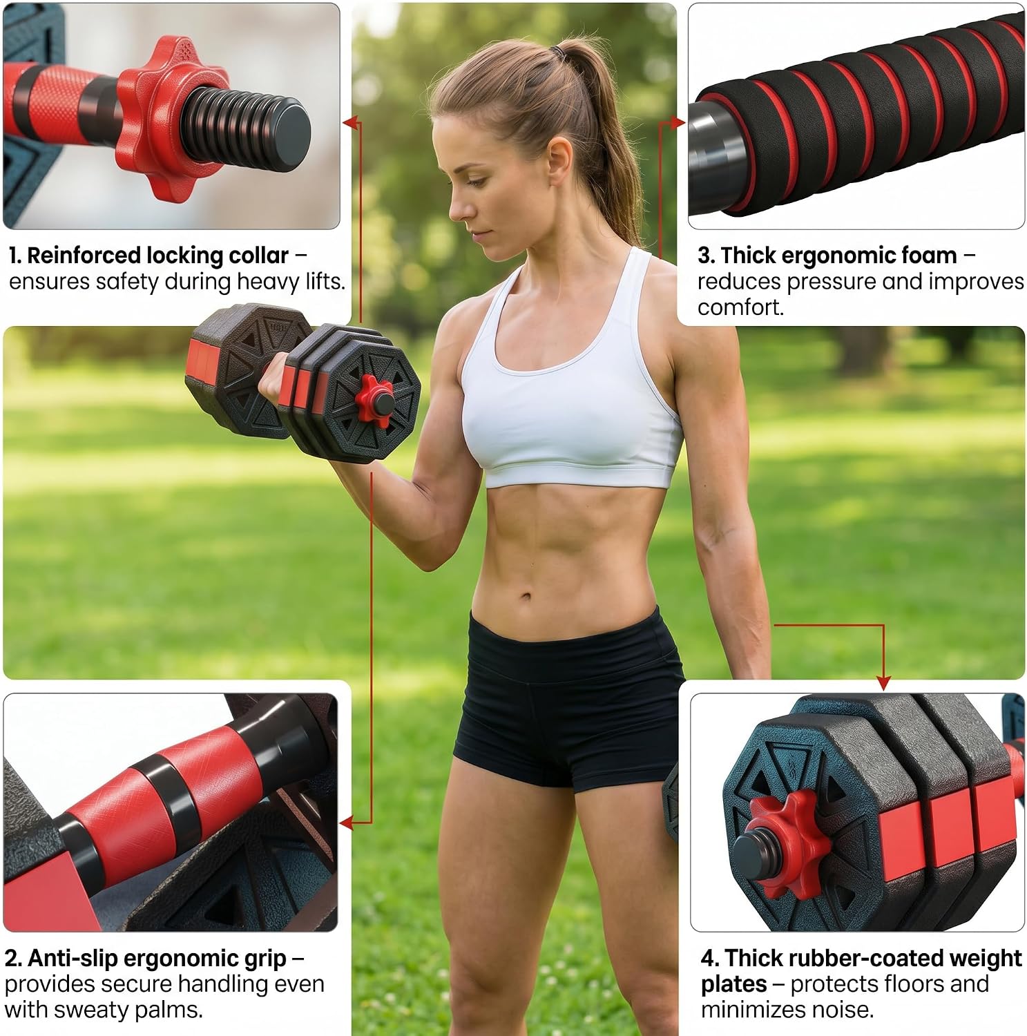 6-in-1 verstelbare dumbbell- e - Dumbbell Set recensie en prijs